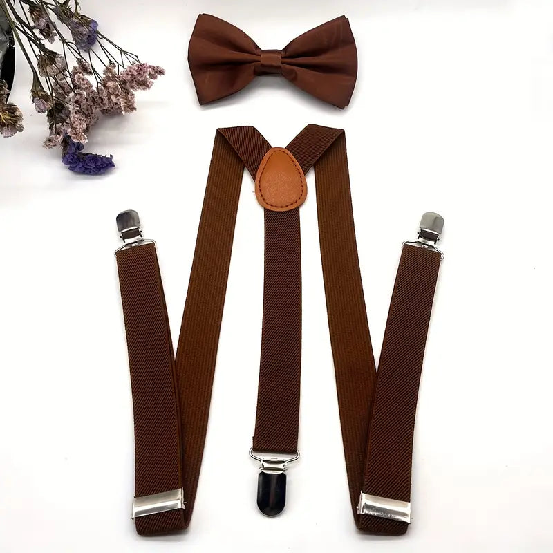 Ensemble bretelles homme avec nœud papillon – Accessoire élégant et ajustable pour mariage, soirée et cérémonie
