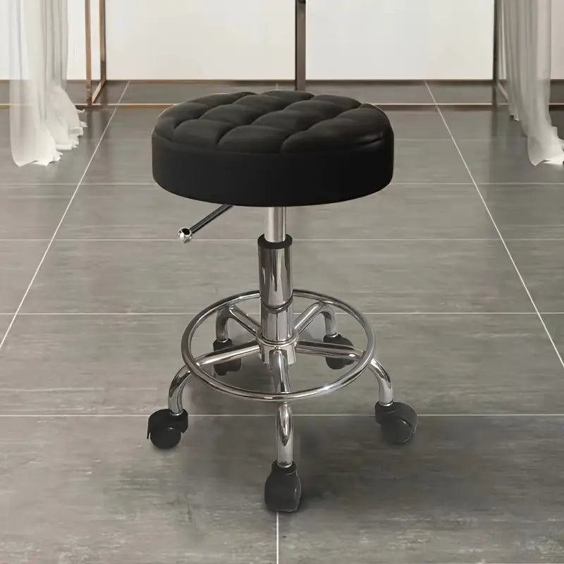 Tabouret de Travail à Roulettes Réglable – Siège Rembourré Pivotant pour Salon, Bureau et Atelier