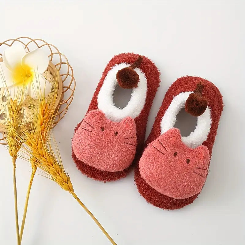 Chaussettes chaussons bébé animaux – Bas d’hiver doux et antidérapants