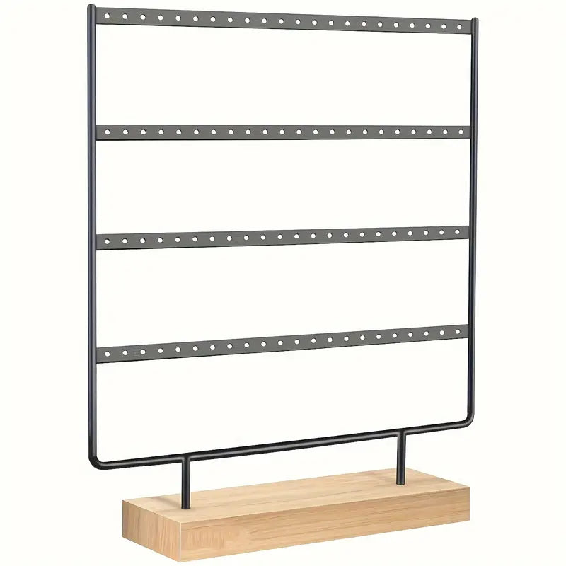 Support présentoir à bijoux mural en bois et métal – Rangement collier, bracelet et accessoires