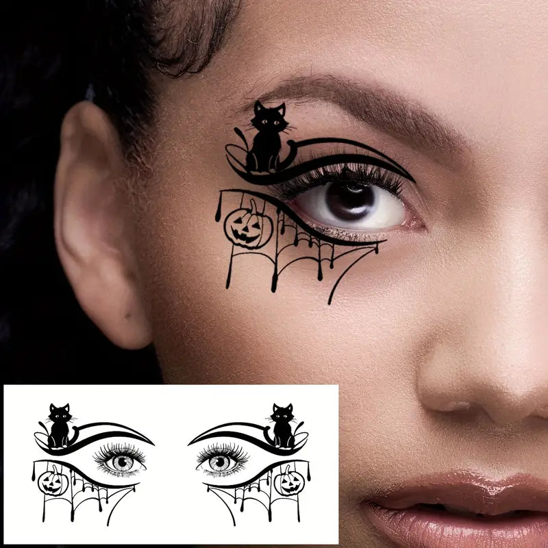 Tatouages Éphémères Halloween pour Yeux – Stickers Maquillage Artistique pour Déguisement et Fête