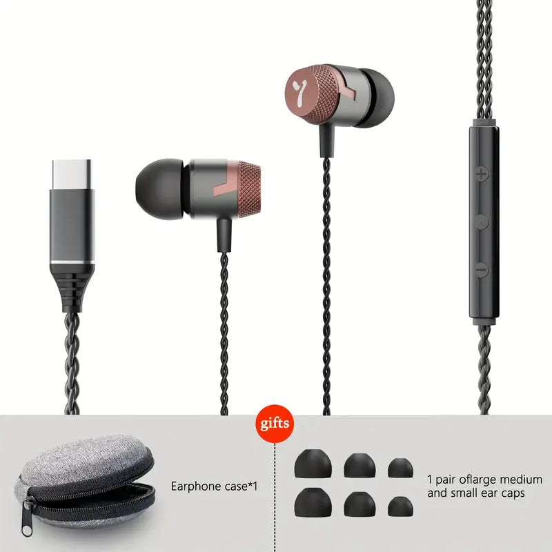 Écouteurs Intra-Auriculaires Filaire Stéréo avec Micro – Design Métallique Confortable et Son Haute Qualité