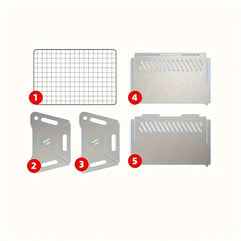Mini barbecue pliable en acier inoxydable – Grille portable pour pique-nique, camping et cuisine d’extérieur