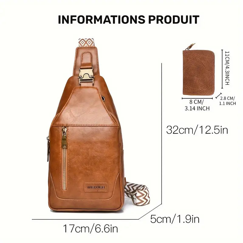 Ensemble sac banane et portefeuille assorti – Design élégant en cuir pour homme