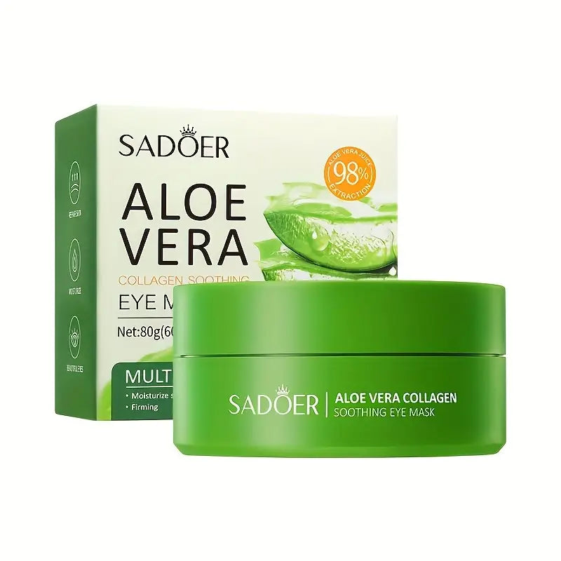 Patchs Yeux Aloe Vera & Collagène SADOER – Anti-Cernes, Hydratants & Apaisants – 60 Pièces