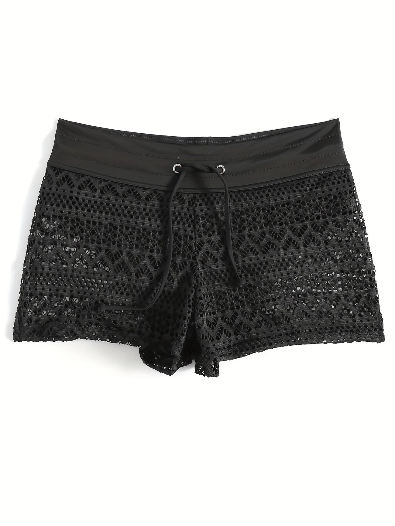 Short de Plage Femme en Dentelle – Taille Haute avec Lien Ajustable
