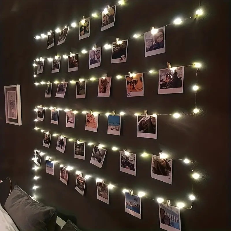 Guirlande Lumineuse LED avec Pinces – Éclairage Déco pour Photos, Mur et Chambre Ambiance Chaleureuse