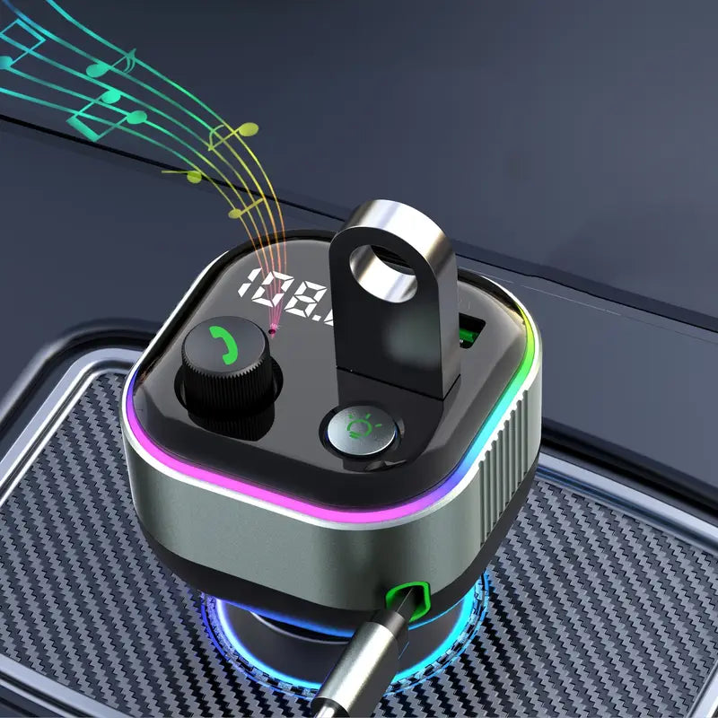 Transmetteur FM Bluetooth Voiture avec Chargeur USB & Type-C – Kit Mains Libres et Musique Haute Qualité