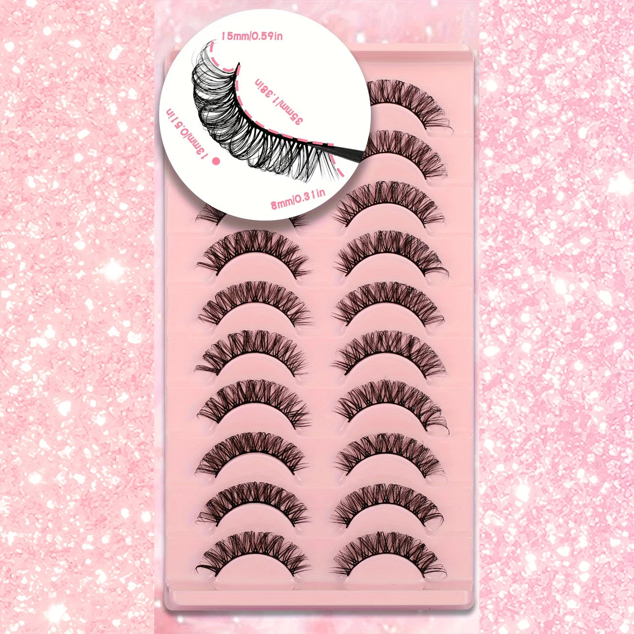 Faux Cils Naturels 3D Effet Croisé – Lot de 10 Paires Ultra Légères et Réutilisables pour un Regard Intense et Glamour