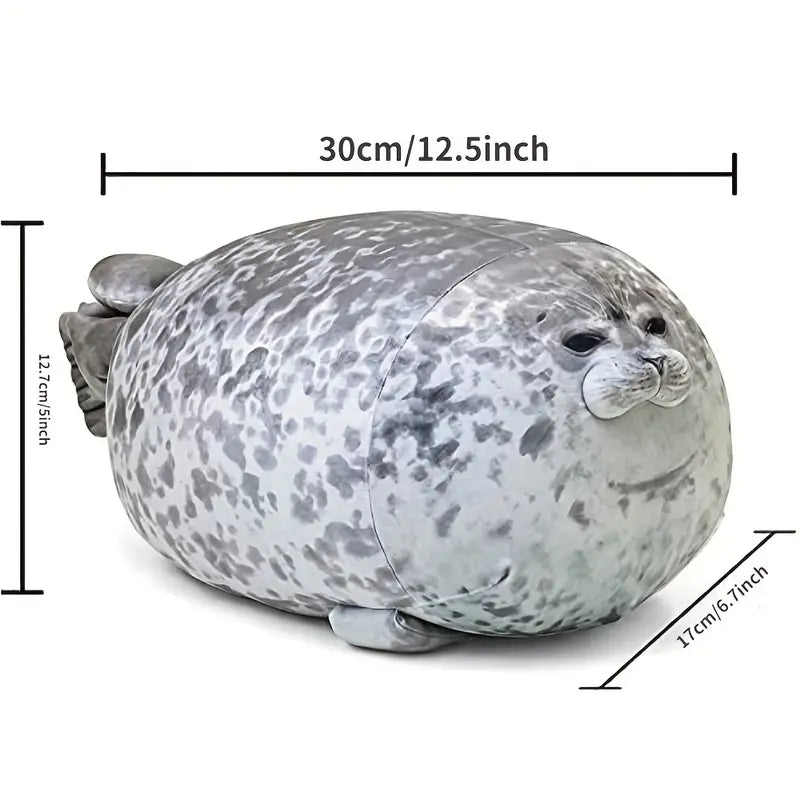 Peluche phoque gris réaliste XXL – Coussin moelleux et doudou rigolo pour enfants et adultes