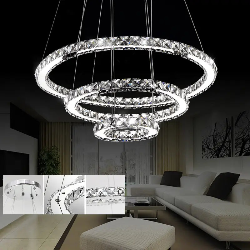 Lustre LED moderne à cristaux design  Suspension décorative haut de gamme pour salon et salle à manger