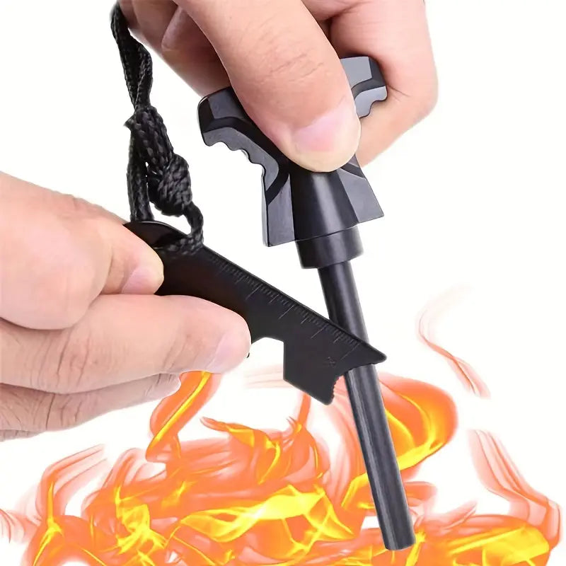Allume-feu magnésium avec grattoir multifonction – Pierre à feu portable pour camping, survie et randonnée