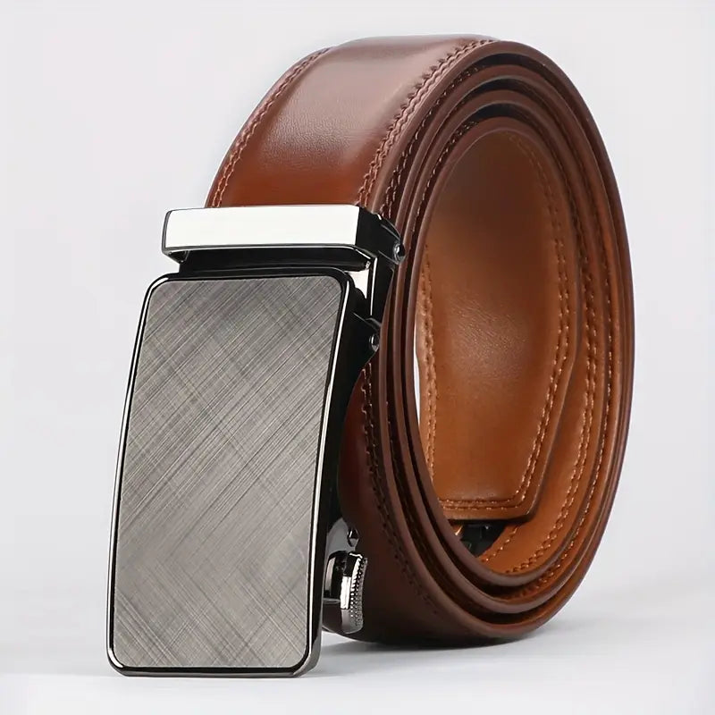 Ceinture homme en cuir marron avec boucle automatique élégante – Style business et chic