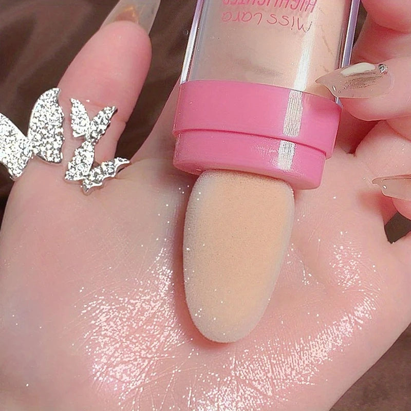 Enlumineur Liquide avec Applicateur Éponge – Highlighter 3 Teintes pour Visage, Lèvres et Cheveux