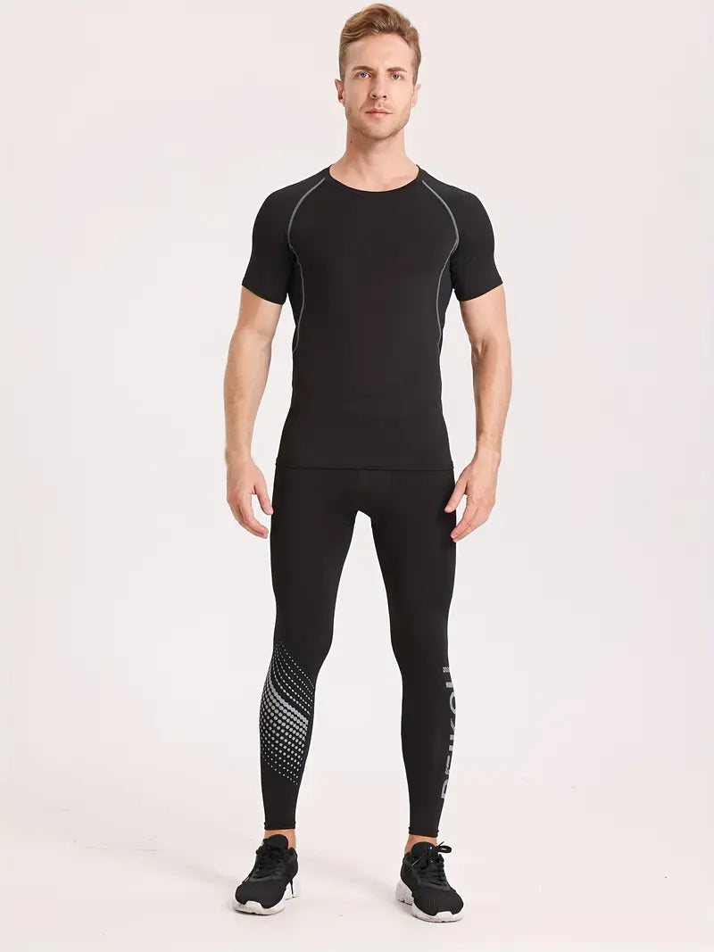 T-shirt de sport homme compression – Respirant & extensible – Idéal musculation, running et fitness