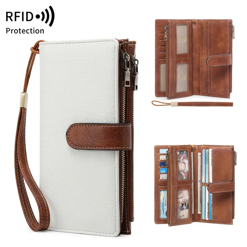 Portefeuille homme en cuir avec dragonne Ultra pratique, grande capacité et fermeture zippée sécurisée