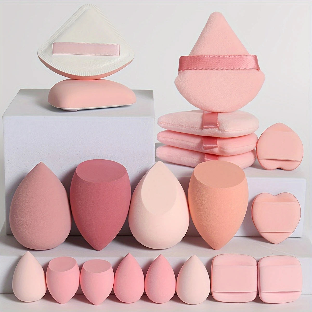 Lot de 20 Éponges Maquillage – Blenders et Houppettes Douces Multi-Tailles pour Fond de Teint & Poudre