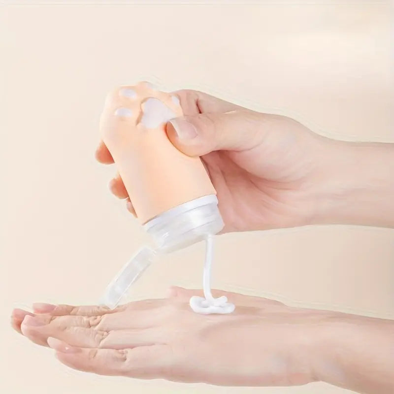 Flacon de voyage bébé en silicone – Pot rechargeable étanche motif patte mignonne