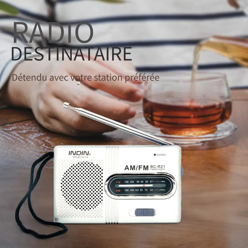 Radio Portable AM/FM à Piles avec Antenne Télescopique – Poste Radio de Poche Compact pour Voyage et Extérieur