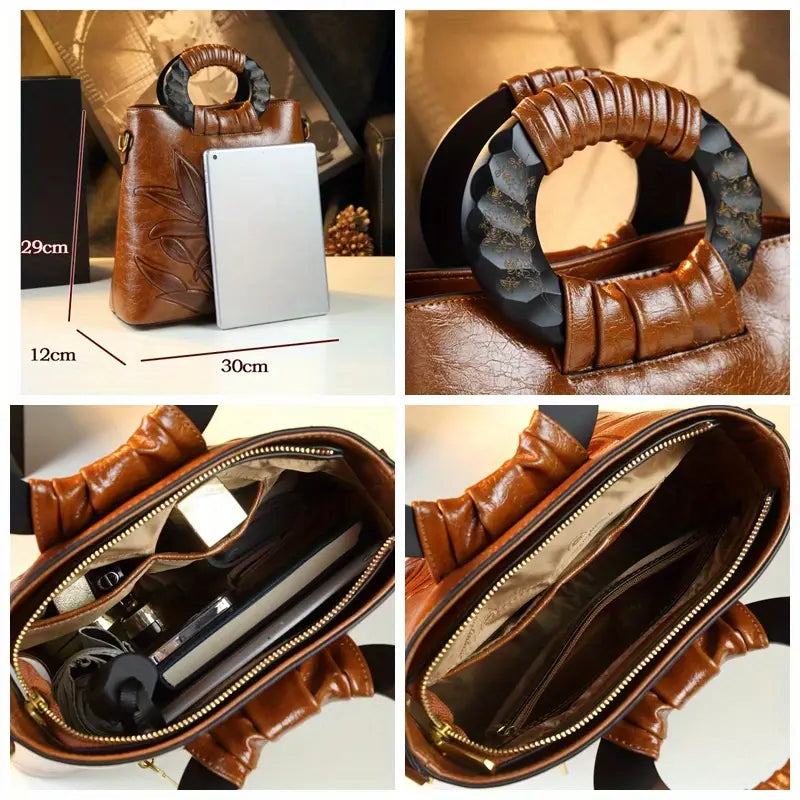 Sac à main femme en cuir vert gravé  Élégance chic et style unique