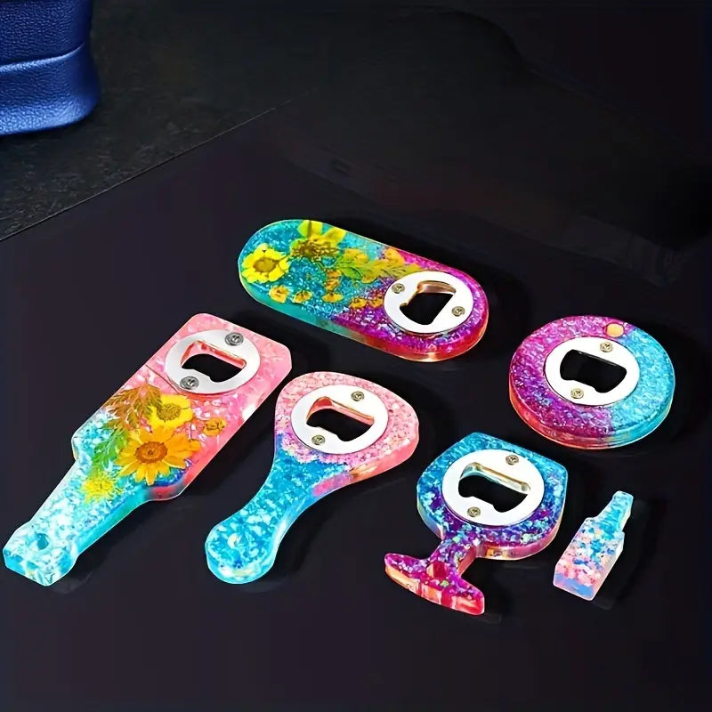 Kit Moule Résine Ouvre-Bouteille - 10 Formes Originales + Accessoires pour Créations DIY Uniques