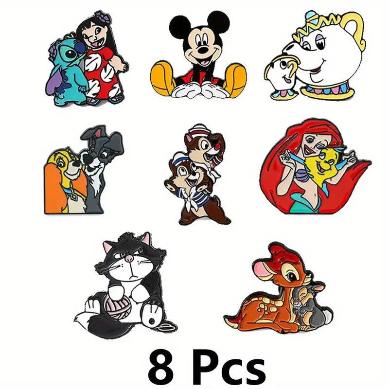 Lot de Broches Disney Enfant – Pins Mickey, Stitch, Bambi, La Petite Sirène, Winnie et Personnages Classiques