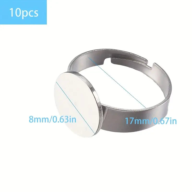 Bague Support Plateaux Ronds Ajustables – Base Métal pour Moulage Résine et Création de Bijoux Personnalisés