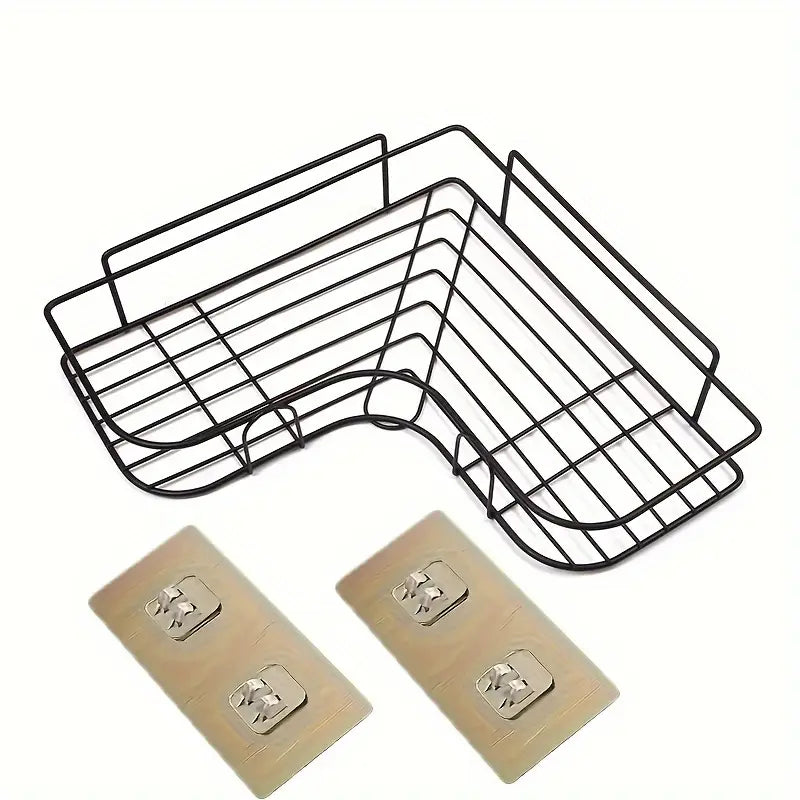 Étagère d'Angle Murale Salle de Bain – Panier Métal Auto-Adhésif Sans Perçage pour Douche et Lavabo