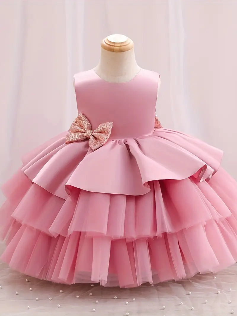 Robe Bébé Fille de Cérémonie Verte avec Nœud Pailleté – Tenue Élégante pour Fêtes et Mariage