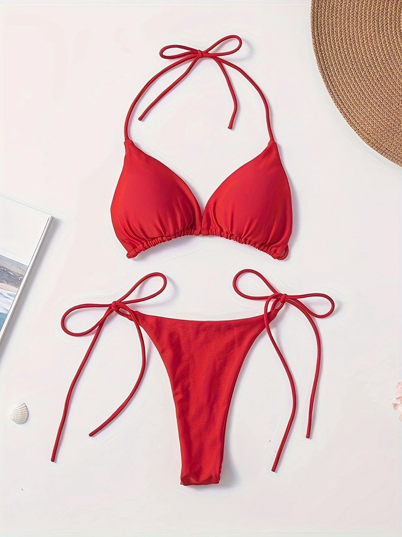 Bikini Femme 2 Pièces à Nouer – Maillot de Bain Triangle Dos Nu, Style Plage & Été Séduisant