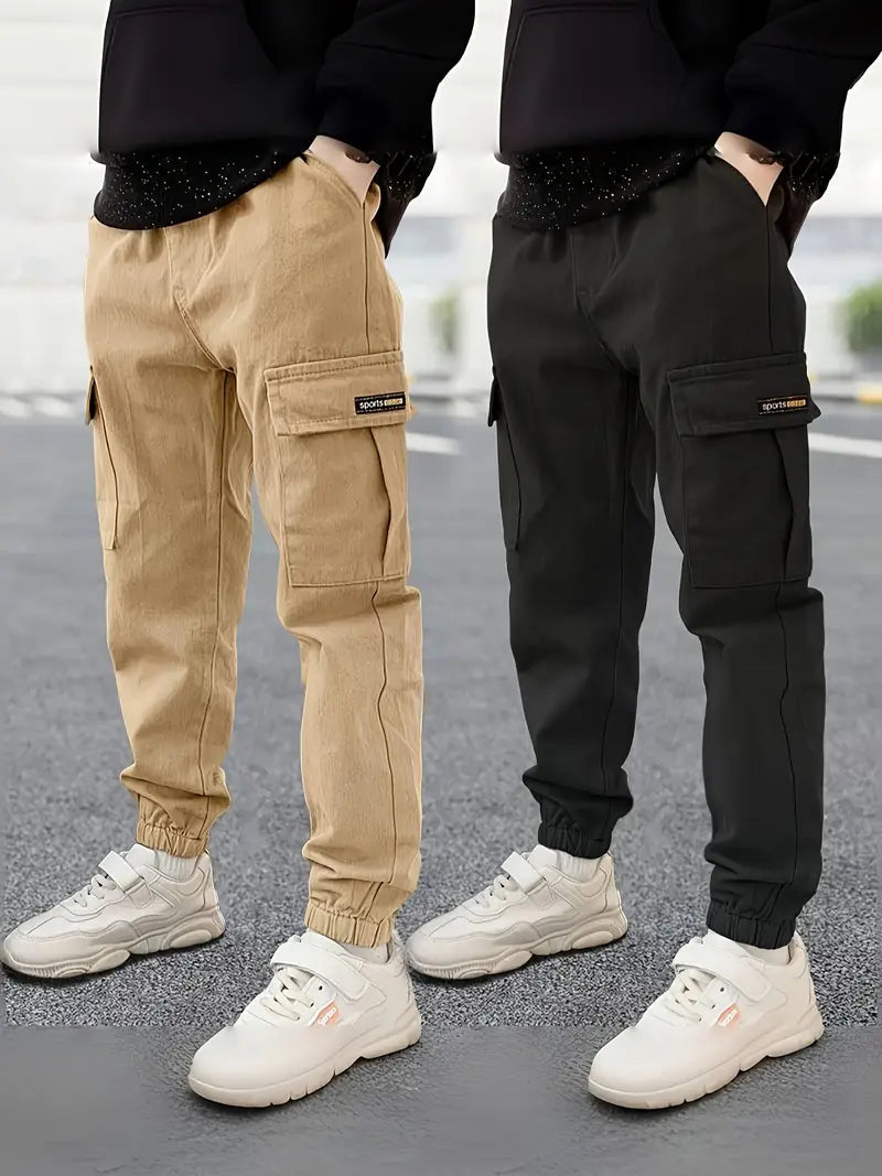 Pantalon Cargo Garçon avec Poches Latérales – Pantalons Enfant Mode Décontractée et Confort Quotidien