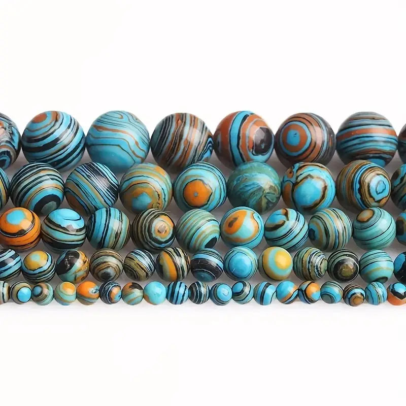 Perles rondes en pierre naturelle jaspe océan – Pierres précieuses en vrac pour création de bijoux et lithothérapie