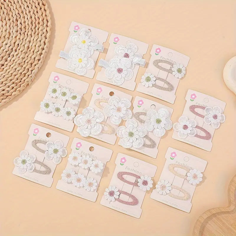 Lot de Barrettes Cheveux Enfant avec Fleurs Blanches – Accessoires Élégants et Colorés