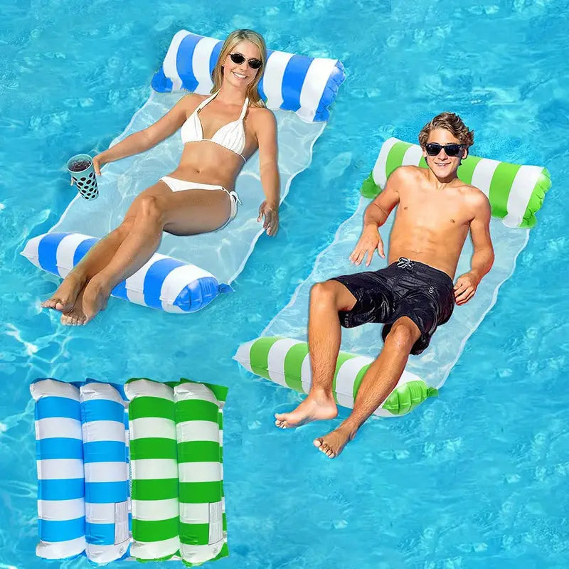 Matelas gonflable piscine avec appuie-tête – Transat flottant confortable multicolore