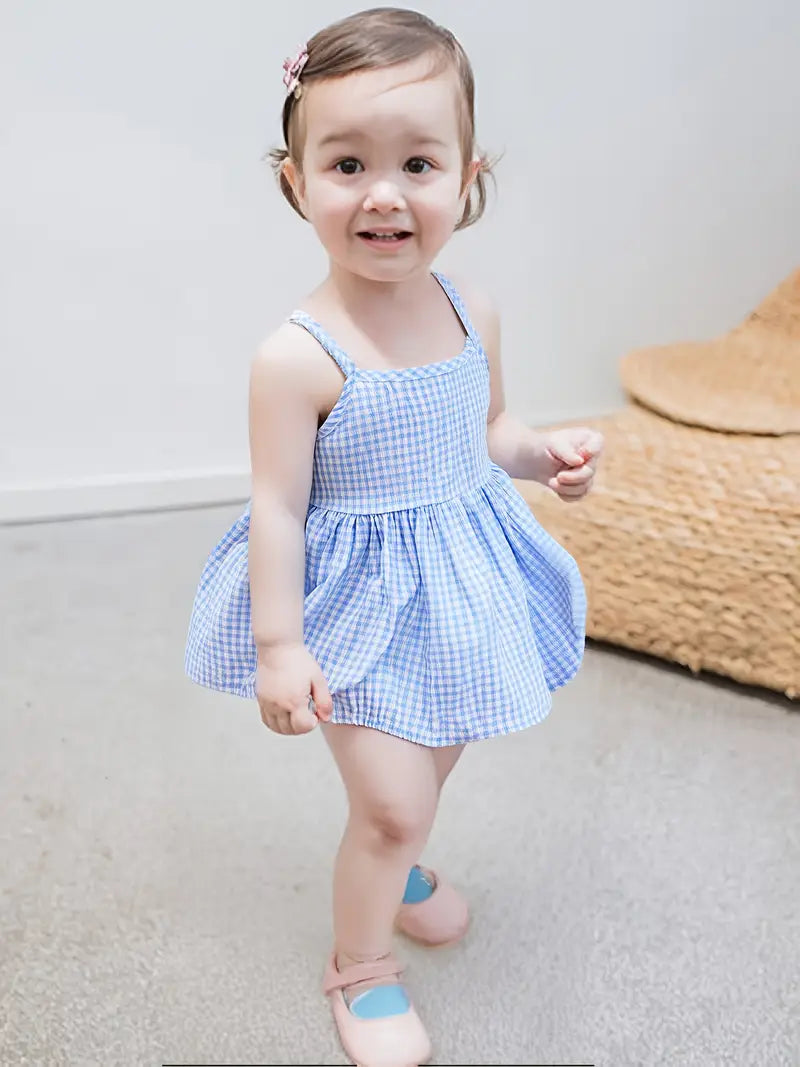 Robe Bébé Fille à Carreaux Vichy Noir et Blanc – Tenue Été Chic et Confortable