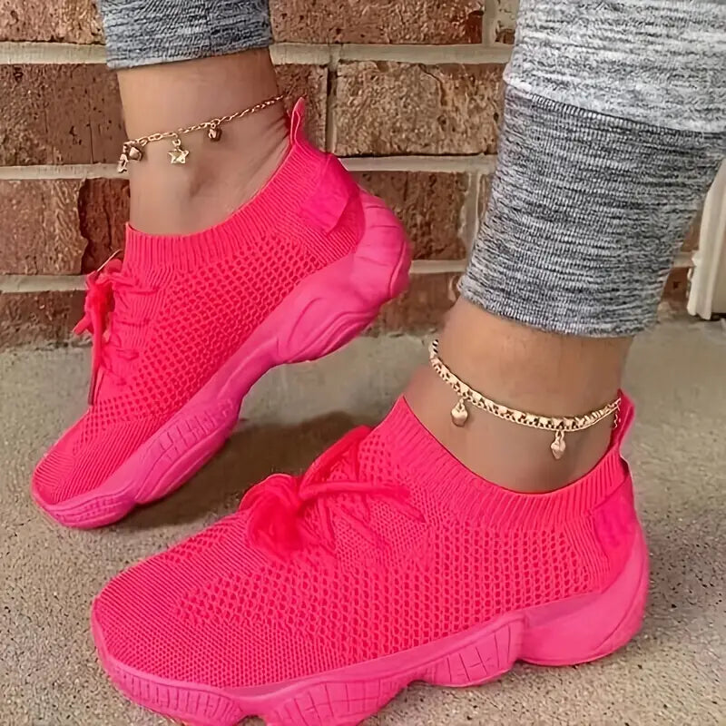 Baskets de sport femme fluorescentes – Chaussures running légères et respirantes pour fitness et marche