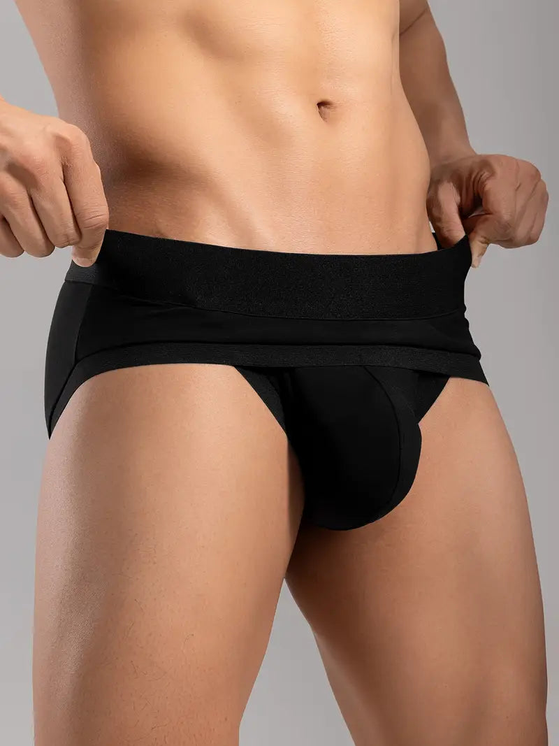 Jockstrap sexy homme noir – Slip échancré moulant avec ceinture large, Confort & séduction audacieuse