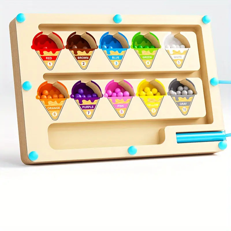 Jeu Éducatif Magnétique en Bois – Casse-Tête de Tri des Couleurs et Logique pour Enfants