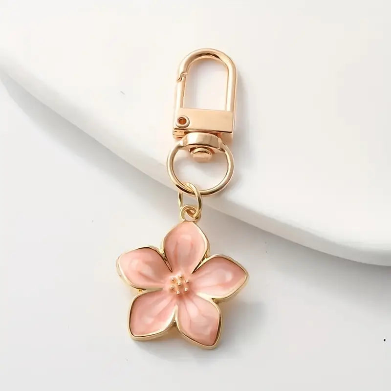 Porte-clés fleur en métal doré – Breloque élégante et féminine pour femme