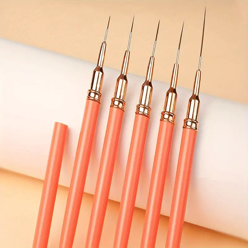 Pinceaux Nail Art Ultra-Fins – Set de 5 Stylos Précision pour Dessin et Lignes Fines