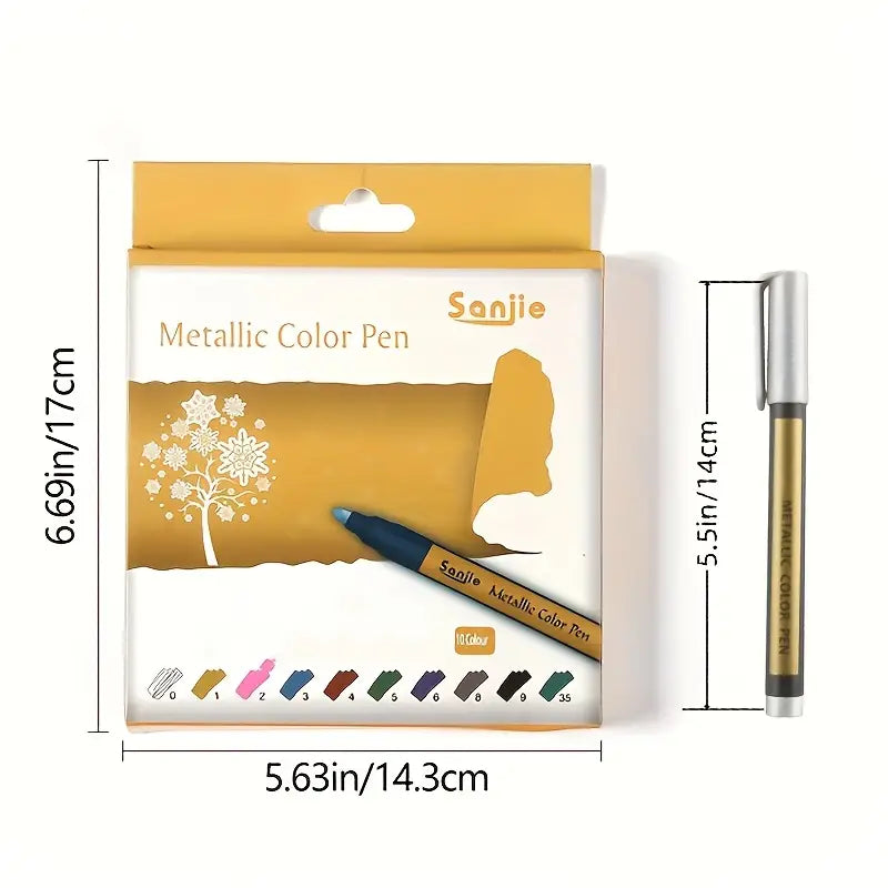 Feutres Métalliques 10 Couleurs – Stylos Marqueurs Permanent pour Scrapbooking, DIY et Loisirs Créatifs