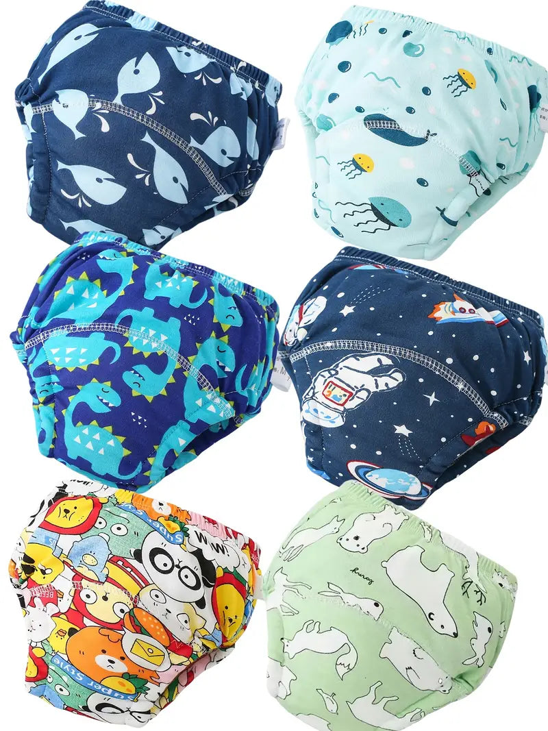 Lot de 6 Couches Lavables Bébé Réutilisables – Culottes d’Apprentissage Étanches avec Motifs Colorés