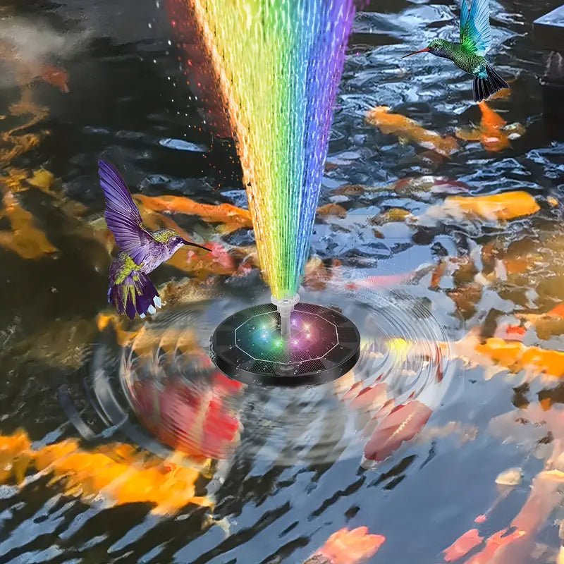 Fontaine Solaire LED Multicolore 16 cm pour Jardin et Étang – Pompe Décorative Écologique