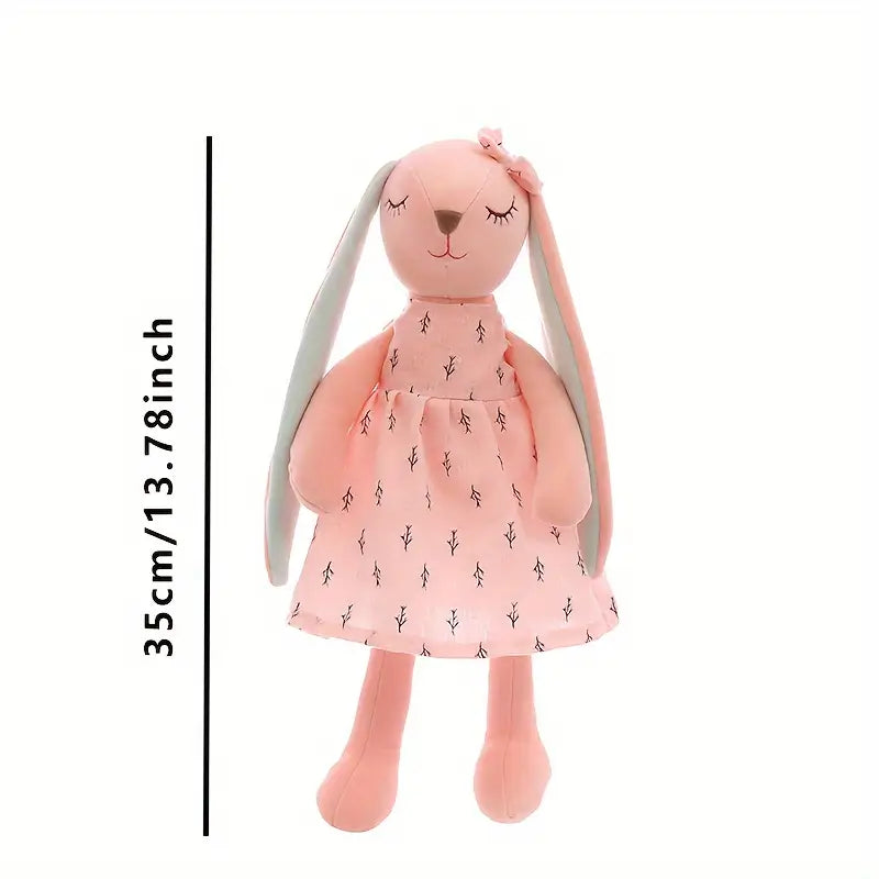 Grande peluche lapin rose avec robe – Doudou doux et mignon pour enfants