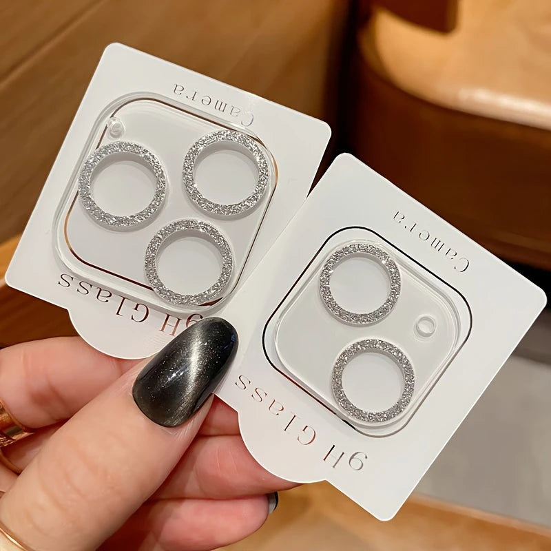 Décor Strass pour Objectifs de Téléphone – Ensemble de 3 Anneaux Brillants Multicolores pour Caméra