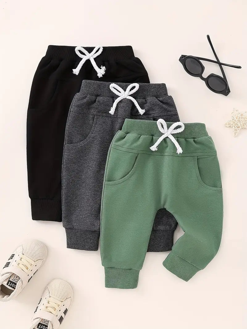 Pantalon Jogging Garçon Coton Confort – Pantalons Enfant avec Taille Élastique et Cordon Ajustable