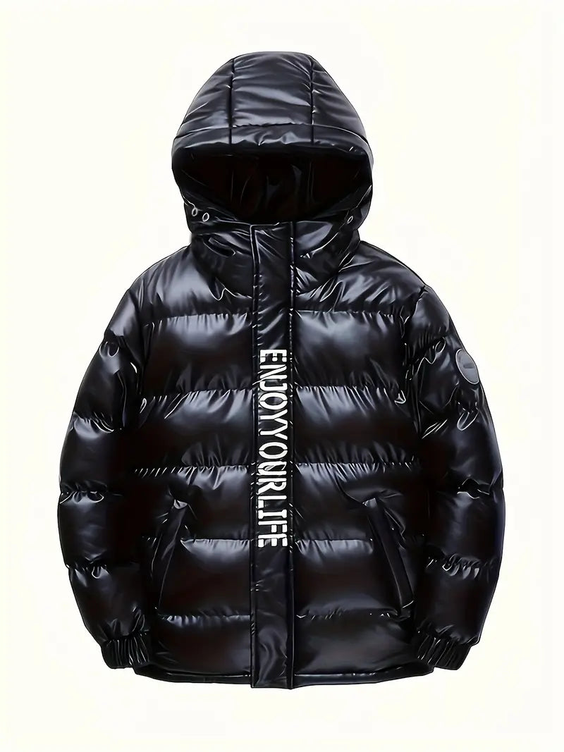 Doudoune garçon hiver à capuche bleu marine – Manteau chaud et tendance