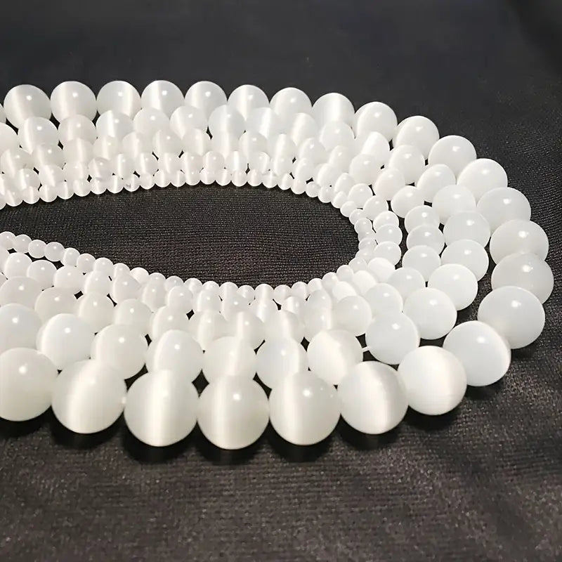 Perles rondes en pierre de lune blanche – Pierres précieuses en vrac pour bijoux DIY et lithothérapie