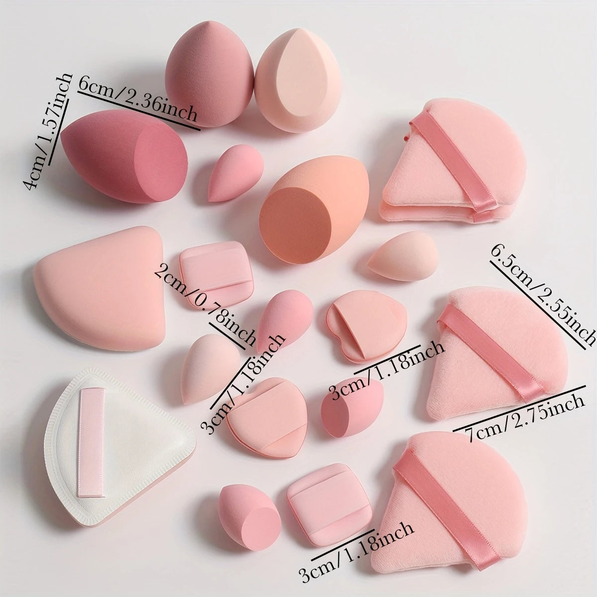 Lot de 20 Éponges Maquillage – Blenders et Houppettes Douces Multi-Tailles pour Fond de Teint & Poudre