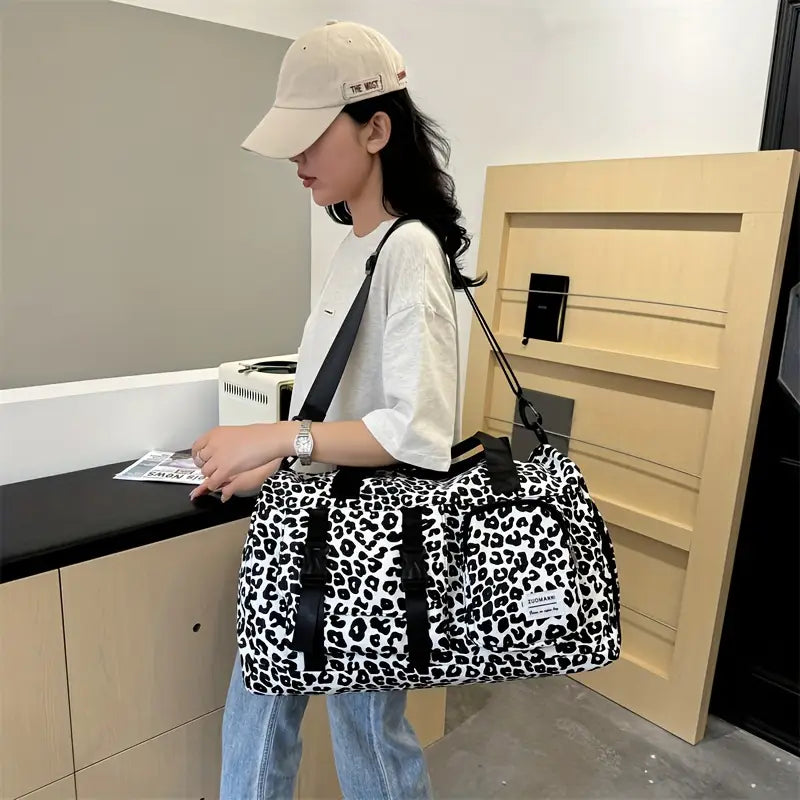 Sac de Voyage Sport et Week-End Rose Imprimé Léopard – Cabine Grande Capacité avec Bandoulière Réglable